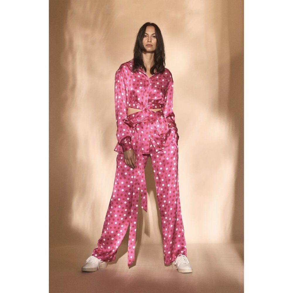 NWT Maggie Marilyn Silk Polka Dot Resort Runway Pants as Seen in Vogue Sz. 6